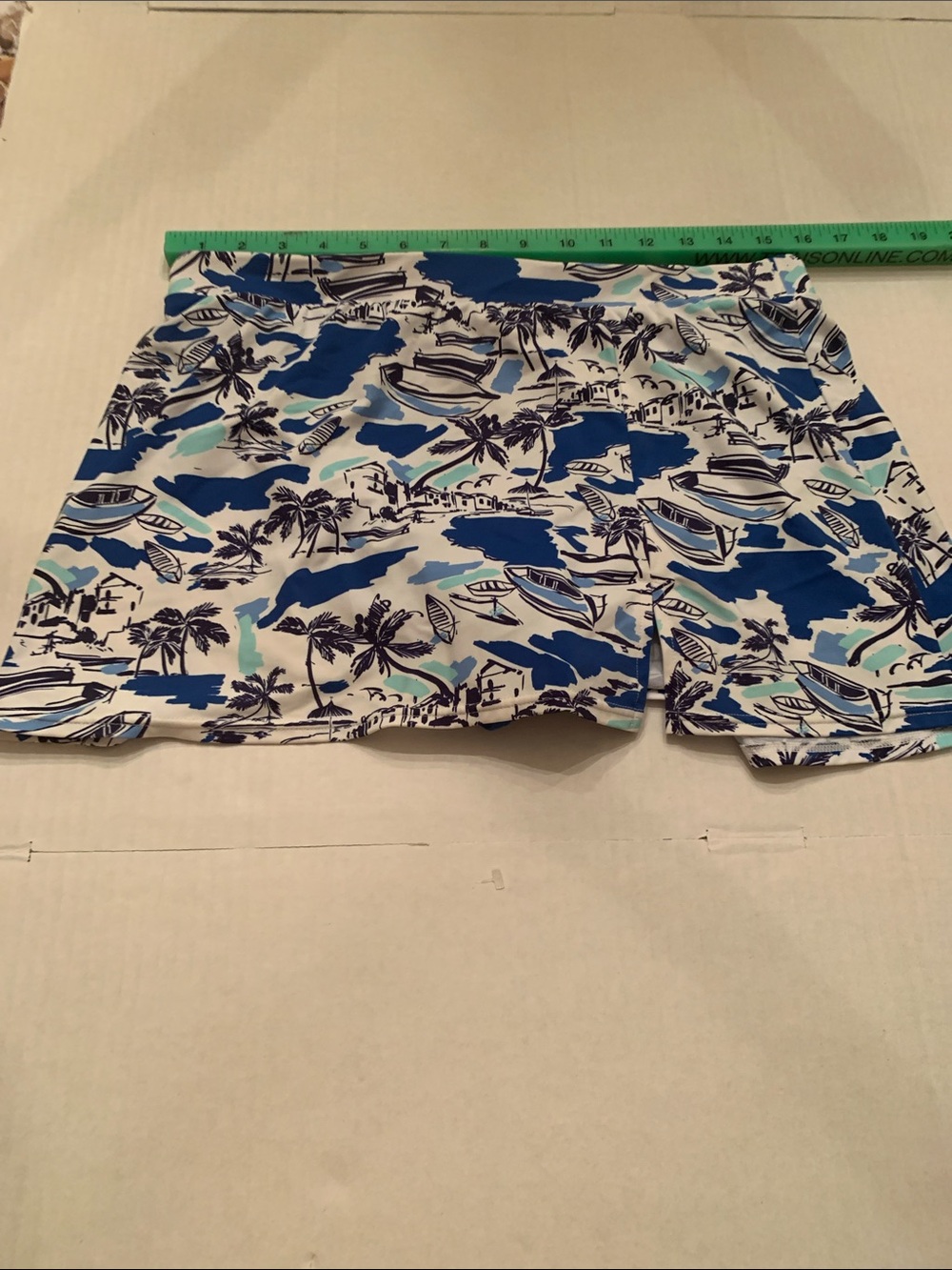 VGUC Talbots Blue and White Tropical Print Swim Tankini & Swim skirt size 12 - Picture 6 of 12